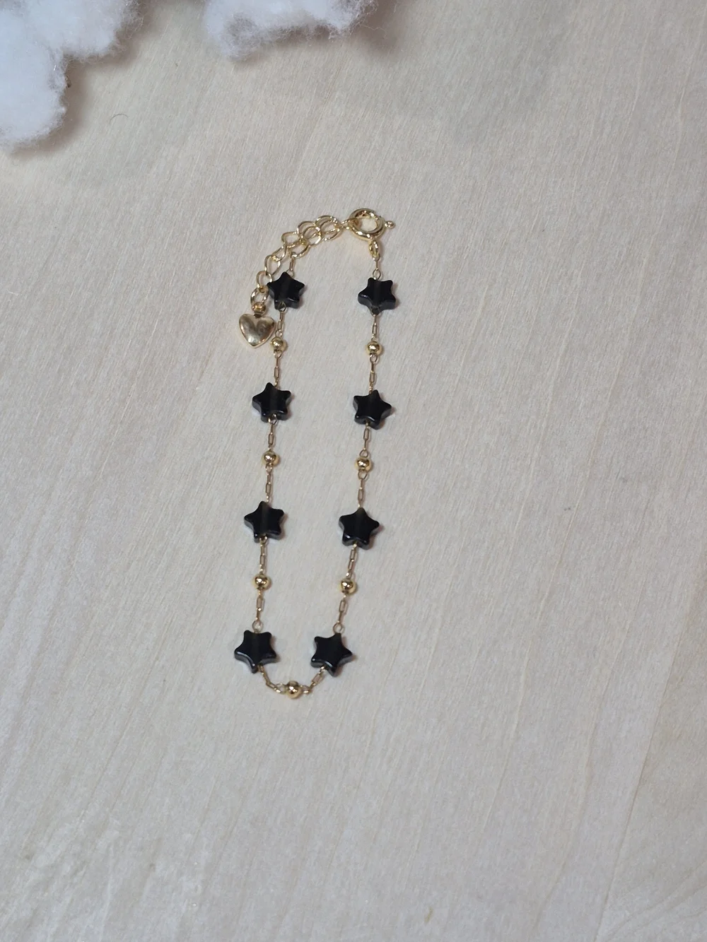 🖤⭐️NEW🖤⭐️ PRETTY!! SS OBSIDIAN Micro PaperClip Nat. Stone Star Bracelet